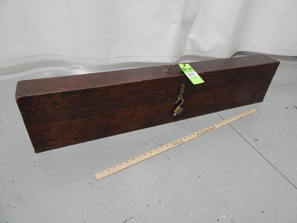 Wooden storage case; possibly for a long rifle?; c
