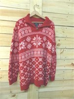 Ralph Lauren Mens Snowflake Sweater, Red and White