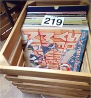 Record Albums and Wooden Crate
