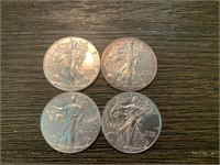 (4) 2016 Silver Dollars