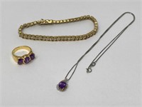 Sterling Jewelry with Purple and Clear Stones