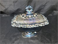 CARNIVAL GLASS CANDY DISH  7" X 7 1/2" X 5 1/2"