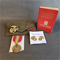 Military Medal & Insignia w/Pouch & German Book