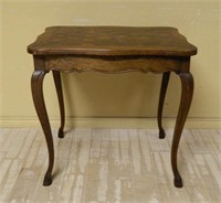 Parquet Top Hoof Footed Oak Parlor Table.