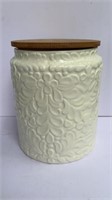 Ceramic Cookie Jar Canister Bamboo Top
