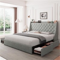 $260  Feonase Queen Bed  4 Drawers  Grey