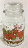 Vintage glass strawberry themed canister.