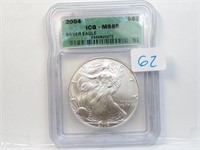 2004 Silver Eagle ICG MS 69 1 oz Pure Silver