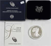2018 PROOF SILVER EAGLE W BOX PAPERS