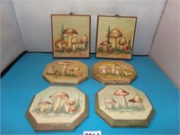 Retro hand painted mushroom plaques