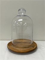 Glass Dome on Wooden Lazy Susan