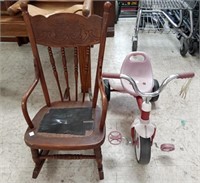 Child rocking chair & radio Flyer tricycle