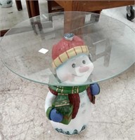 Snowman table with glass top