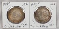 (2) 1904-O Dollars  BU – Two Sided Toning