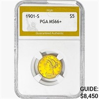 1901-S $5 Gold Half Eagle PGA MS66+