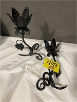 PAIR OF METAL FLORAL CANDLE STICKS