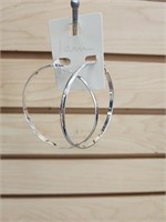 Silver tone large hoop earrings