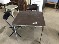 CARD TABLE, 2 FOLDING CHAIRS