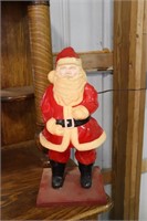 Plastic Santa Claus on a Wooden Base 18" Tall