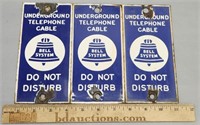 3 Bell System Telephone Signs Porcelain Phone