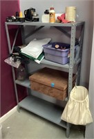 4' metal shelf and contents