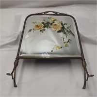 Vintage Tabletop Flower Painted Mirror, No