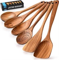 Zulay Kitchen 6-Piece Wooden Spoons for Cooking -