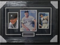 FRAMED MICKEY MANTLE SIGNED PHOTO DISPLAY