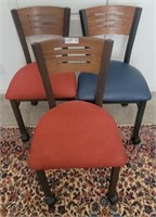 (3) Rolling Heavy Duty Chairs w/ Wood Backs **