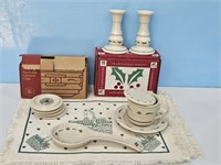 Longaberger Pottery/ Placemats/ Candlestick