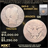 ***Auction Highlight*** 1901-s Barber Quarter 25c