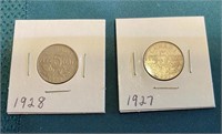 1927 & 1928 5 CENT COIN