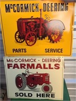 Two Metal McCormick Tractor Signs