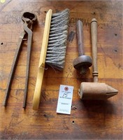 Nail Pinchers; Brush; & Wooden Tools