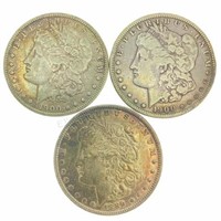(1) 1889, (2) 1900-o, Morgan Silver Dollars