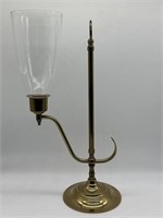 Brass Tabletop Candlestick Sconce Glass Hurricane