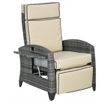 $263  Outsunny Khaki Wicker Outdoor Recliner