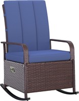 $150  Outsunny Rattan Rocking Chair, Blue