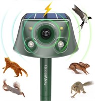 QueenMew Solar Animal Deterrent, 360° Ultrasonic
