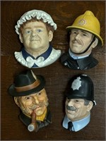 Four Legend English Chalkware Heads