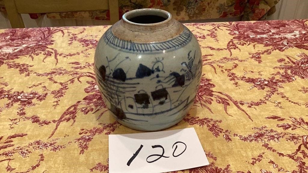 Chinese Canton Blue & White Export Porcelain Jar