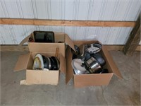 3 BOXES ASSORTED KITCHEN POTS, PANS, BAKEWARE