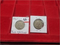 Group of Two Shilling Coins