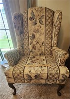 Queen Anne Style High Back Wing Chair