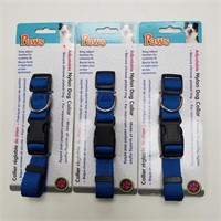 Dog Collar, Blue Nylon,  Adjustable x3