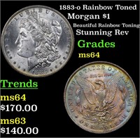 1883-o Rainbow Toned Morgan $1 Grades Choice Unc