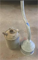 Galvanized Oil Can & Funnel