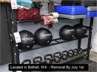 LOT, (4) ROGUE MEDICINE BALLS TO INCLUDE: 10 LB,