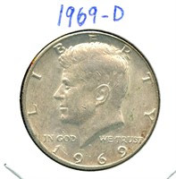 1969-D Kennedy Half Dollar - 40% Silver