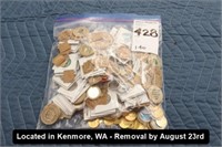 LOT, ASSORTED COINS & TOKENS